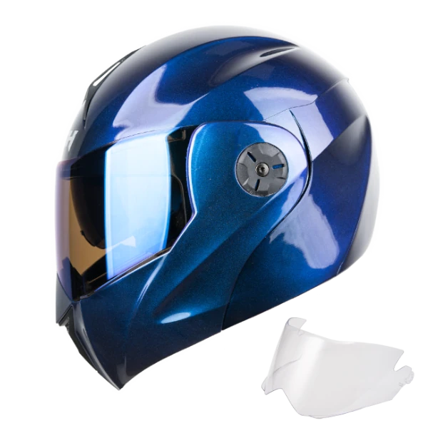 Casco Abatible ICH 3110 Solid Camaleón Azul+VISOR Adicional - Gratis