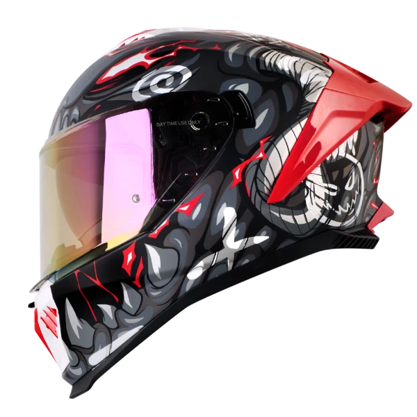 Casco Integral Shaft Pro 611 Rs Drakon Blanco Rojo Talla XL