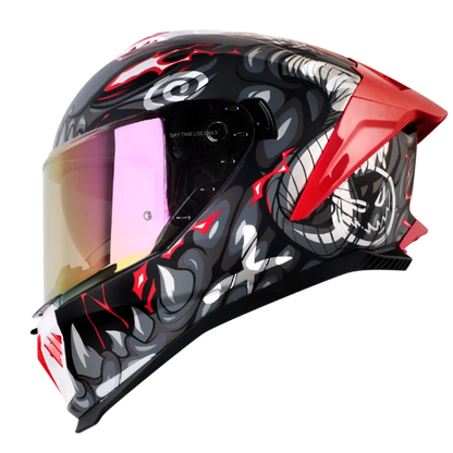Casco Integral Shaft Pro 611 Rs Drakon Blanco Rojo Talla XL