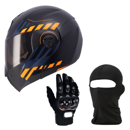 Combo Casco Abatible ICH 3110 Cicu + Guante motoshoper dedo largo + Balaclava