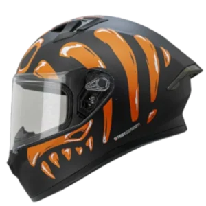 Casco Integral ICH 503 Skuller color naranja brillante con doble visera y diseño moderno