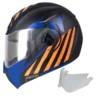CASCO ABATIBLE ICH 3110 TAPERED NARANJA BV + VISOR Casco abatible ICH 3110 Tapered con diseño deportivo en tonos oscuros y visor transparente – modelo certificado DOT, incluye visor adicional gratis.