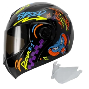 CASCO ICH 3110 NO FEAR NEGRO AZUL + VISOR BV