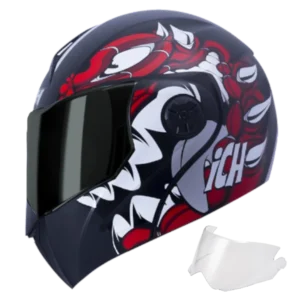 Casco abatible ICH 3110 Gruko con diseño gráfico urbano y visor transparente – modelo original certificado DOT, incluye visor adicional gratis.