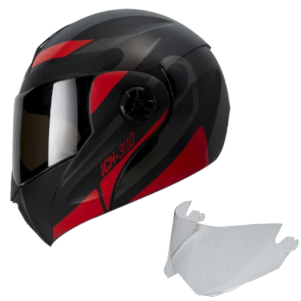 CASCO ICH 3110 ABATIBLE REMAK ROJO + VISOR