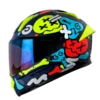 CASCO INTEGRAL SHAFT 595 GLOWING BONES AZUL AMA BV Casco integral SHAFT 595 Glowing Bones Azul Amarillo con diseño calavera que brilla en la oscuridad, visor antirrayas y ventilación avanzada.