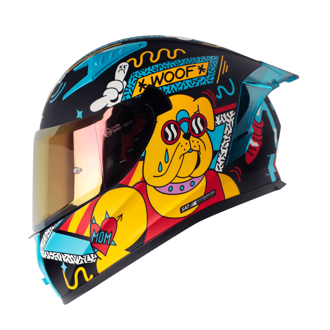 Casco SHAFT 526 SP EVO Unglorious Dogs integral con visor antirrayas y diseño deportivo