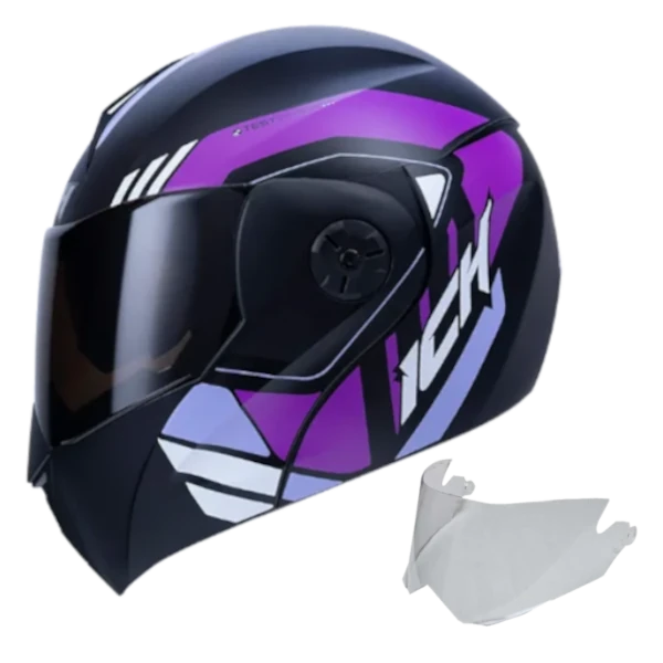 CASCO ABATIBLE ICH 3110 GINEX MORADO + VISOR TRANS