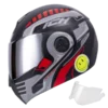 CASCO ABATIBLE ICH 3110 ROBOTO ROJO 1.0 BV Casco abatible ICH 3110 Roboto con diseño gráfico futurista y visor transparente – modelo original certificado DOT.