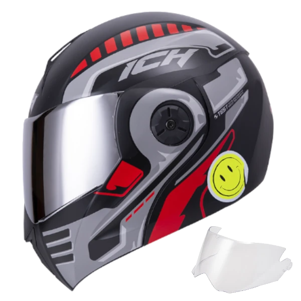 Casco abatible ICH 3110 Roboto con diseño gráfico futurista y visor transparente – modelo original certificado DOT.