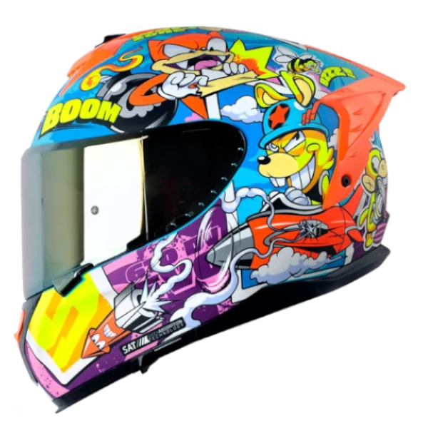 CASCO INTEGRAL SHAFT 610 PRO WARZONE NARANJA AZUL