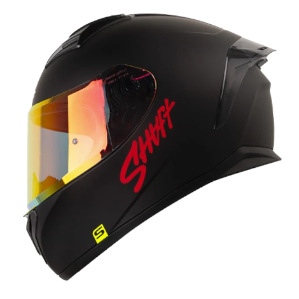 Casco integral SHAFT 582 SP EVO para motociclista, color y diseño deportivo.