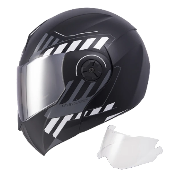 Casco abatible ICH 3110 Cicu color gris con visera transparente – diseño moderno, modelo original certificado DOT para motociclistas.