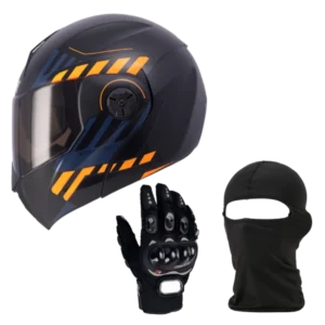 Combo Casco Abatible ICH 3110 Cicu + Guante motoshoper dedo largo + Balaclava