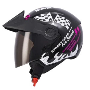 Casco abierto ICH 102 Fuel Racer fucsia mate BV 1.0 para motociclista diseño deportivo y seguro