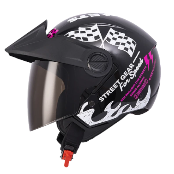 CASCO ABIERTO ICH 102 Fuel Racer FUCSIA MATE BV 1.0 Casco abierto ICH 102 Fuel Racer fucsia mate BV 1.0 para motociclista diseño deportivo y seguro