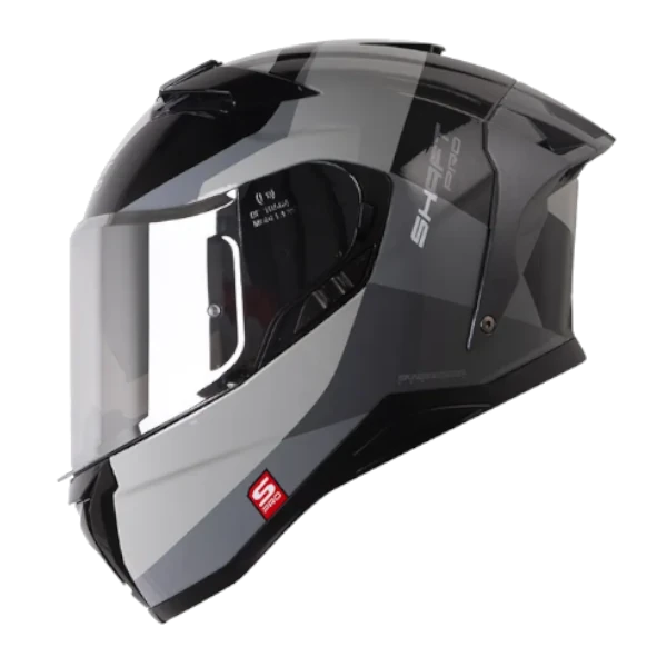 Casco integral SHAFT 606 SP Flame color negro con diseño de llamas y visera transparente – modelo original certificado para motociclistas.