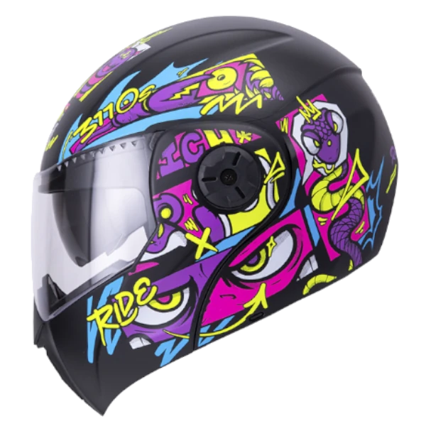 Casco abatible para niños ICH 3110s Kids Renflex color morado brillante, talla XS