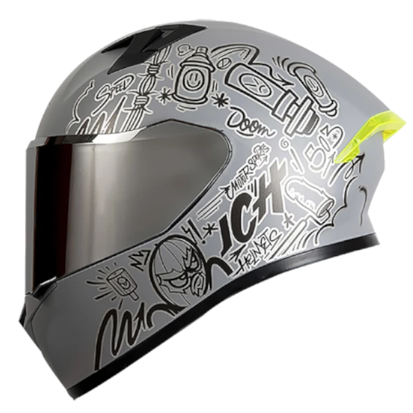 Casco Integral ICH 503 Banks color negro brillante, talla L, con doble visera y diseño moderno