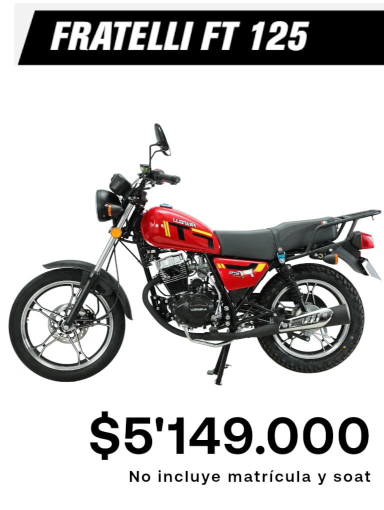 Moto Fratelli 125 cc de estilo urbano, diseñada para uso diario