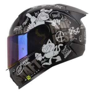 Casco integral Shaft 560 Evo Anarchy gris blanco BV 1.0 para motociclista diseño deportivo y alta protección