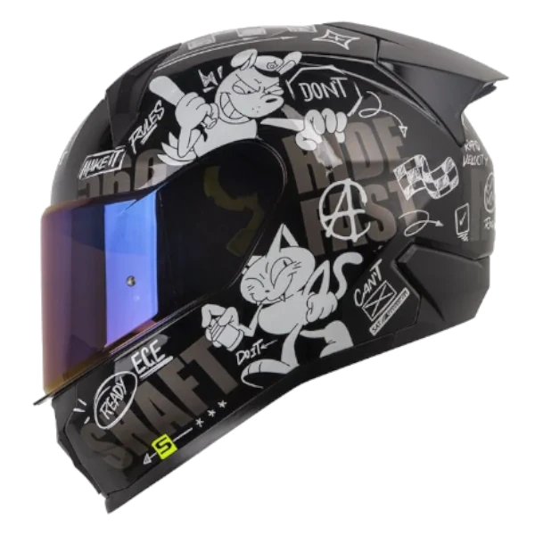 Casco integral Shaft 560 Evo Anarchy gris blanco BV 1.0 para motociclista diseño deportivo y alta protección