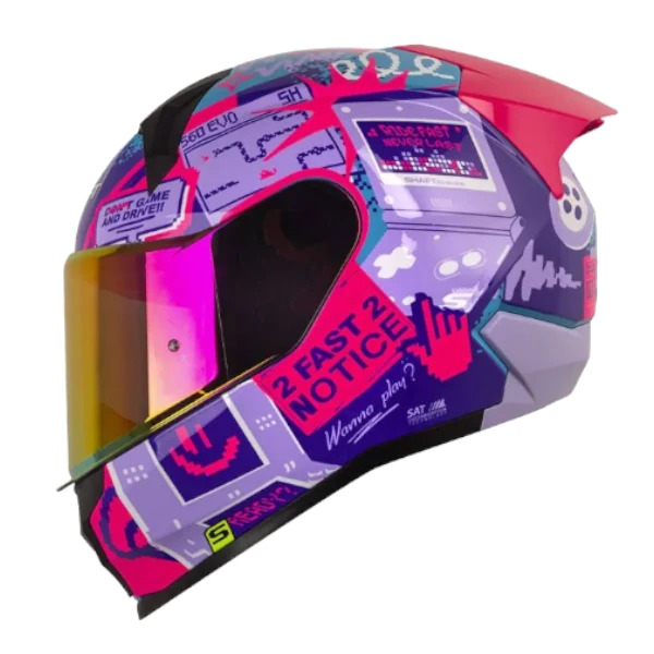 Casco integral Shaft 560 Evo G26 azul fucsia BV 1.0 para motociclista diseño deportivo y alta protección