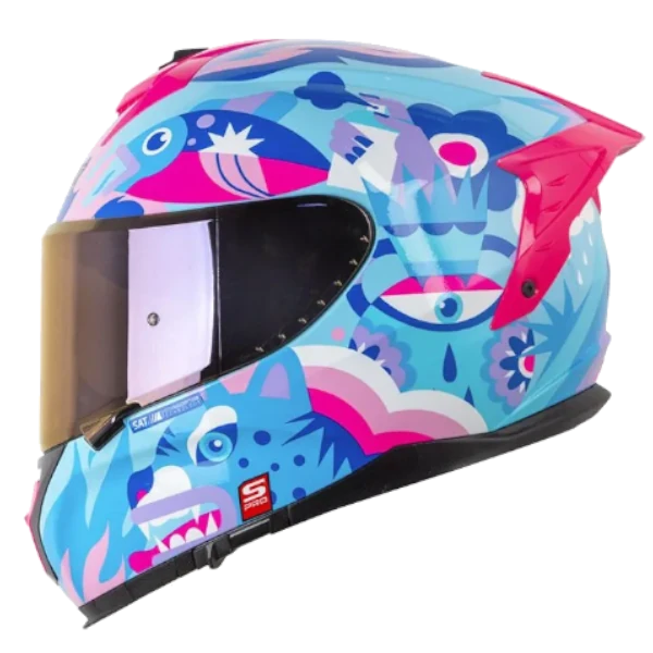 Casco integral Shaft Pro 610 DV EVO Magic World azul moteado