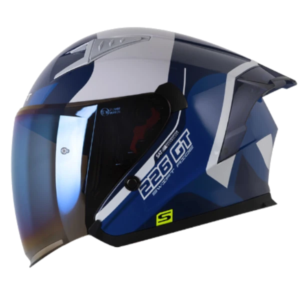 CASCO ABIERTO SHAFT 226 GT MINUET AZUL BLANCO BV 1.0 Casco abierto Shaft 226 GT Minuet azul blanco BV 1.0 para motociclista