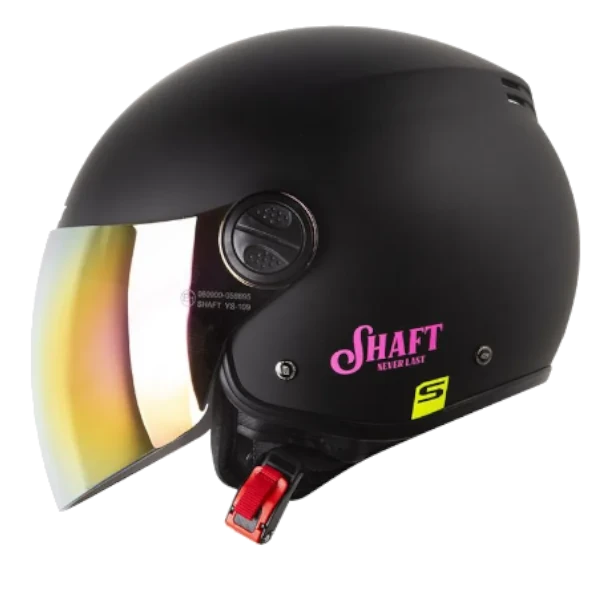 Casco abierto Shaft 236 Solid Roma color negro con detalles fucsia, diseño Solid Roma, ideal para uso urbano