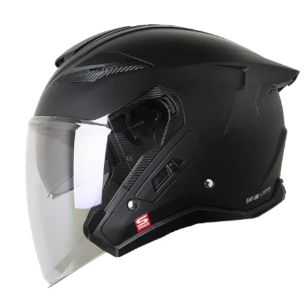 Casco abierto SHAFT PRO 343 DV Solid negro BV 1.0 con visor para motocicleta