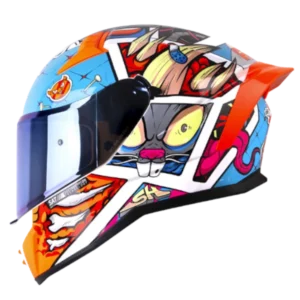 Casco integral Shaft 504 Crazy Comic azul naranja BV 1.0