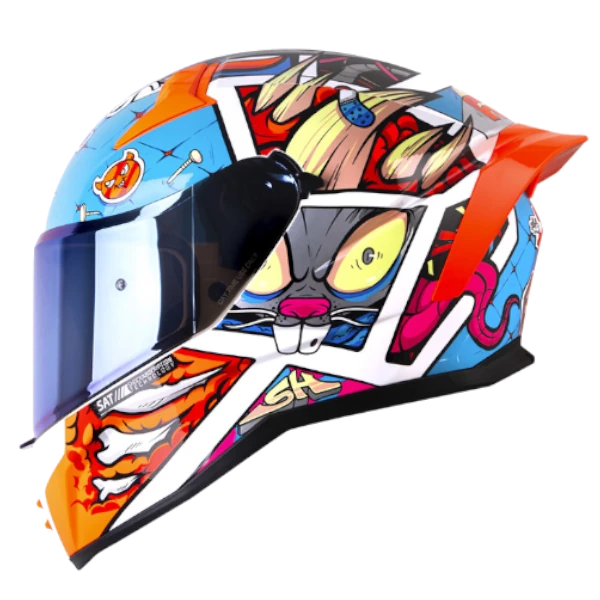 CASCO INTEGRAL SHAFT 504 CRAZY COMIC AZUL NARANJA BV 1.0 Casco integral Shaft 504 Crazy Comic azul naranja BV 1.0