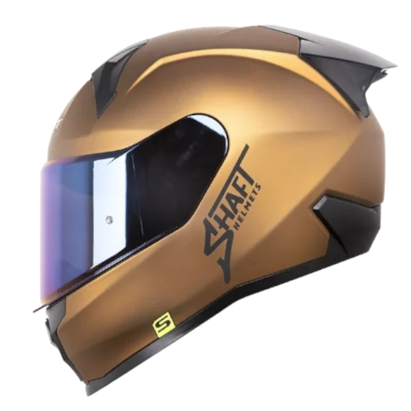 Casco integral Shaft 560 Evo Solid Chrome Gold 1.0 BV para motociclista diseño deportivo y alta protección