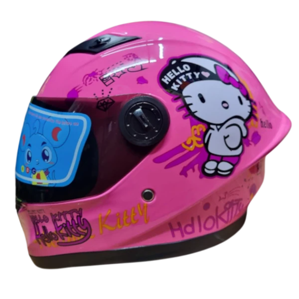 Casco KRM Hello Kitty BV 1.0 color rosado, diseño Hello Kitty, casco integral para moto