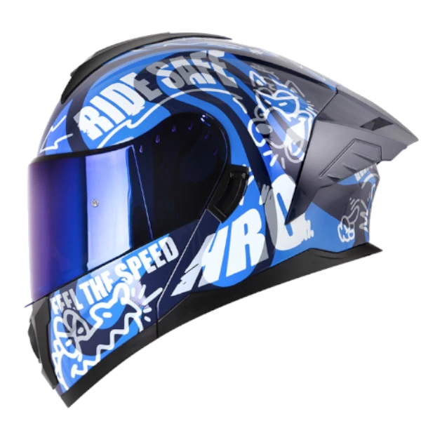 Casco abatible HRO 3480 DV Evo Over azul BV 1.0 para motociclista diseño moderno y seguro