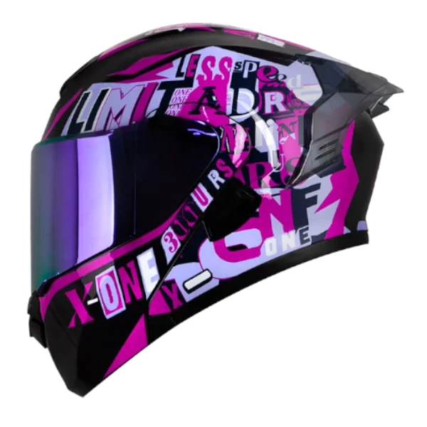 CASCO ABATIBLE X ONE X 3000 RS CUTS AZUL MORADO 1.0 BV Casco abatible X One X 3000 RS Cuts azul morado para motociclista con diseño deportivo y visor abatible