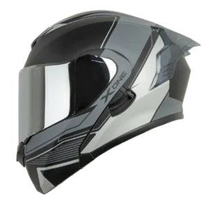 Casco abatible X One X 3000 RS Drift Silver negro para motociclista con diseño moderno y visor abatible