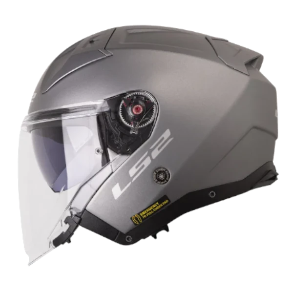 Casco abierto LS2 603 Infinity 2 Solid Titanium 06 BV color titanio con diseño urbano y visor amplio