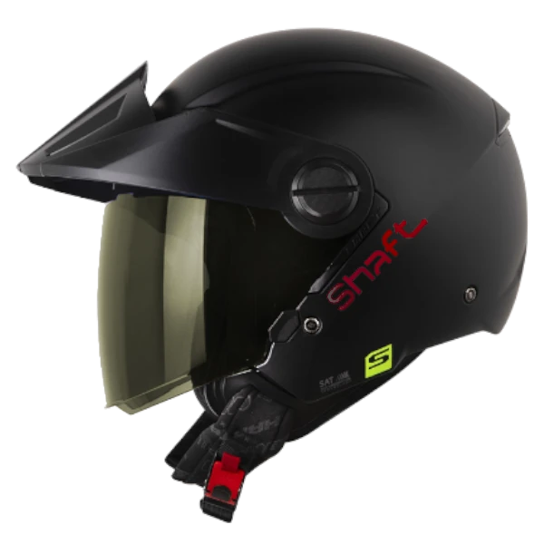 Casco Abierto Shaft 212 Solid Negro Rojo BV 1.0 para moto