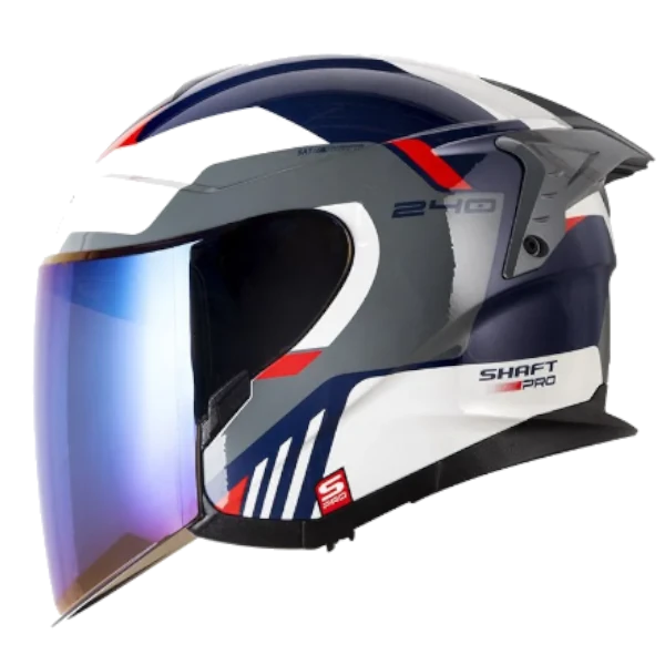 Casco abierto Shaft 240 DV Nanix en colores azul y gris, modelo BV 1.0