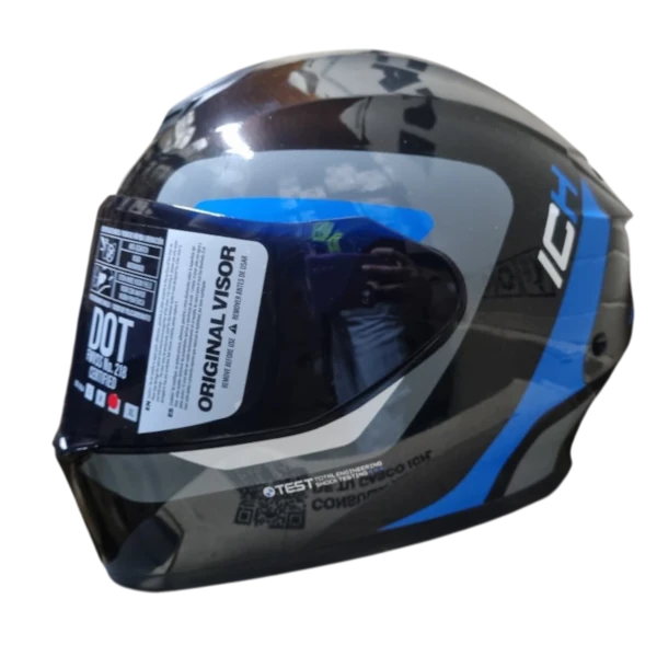 CASCO INTEGRAL ICH 505 ZORK AZUL BV 1.0 Casco integral ICH 505 Zork color azul para motociclista con diseño deportivo y alta protección