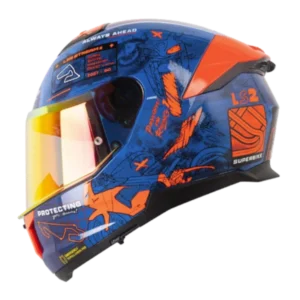 Casco integral LS2 808 Stream 2 GP azul naranja BV 2.0 con diseño deportivo y acabado brillante