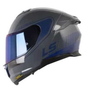 Casco integral LS2 808 Stream 2 Hitech gris azul navy BV 2.0 con diseño aerodinámico y estilo moderno