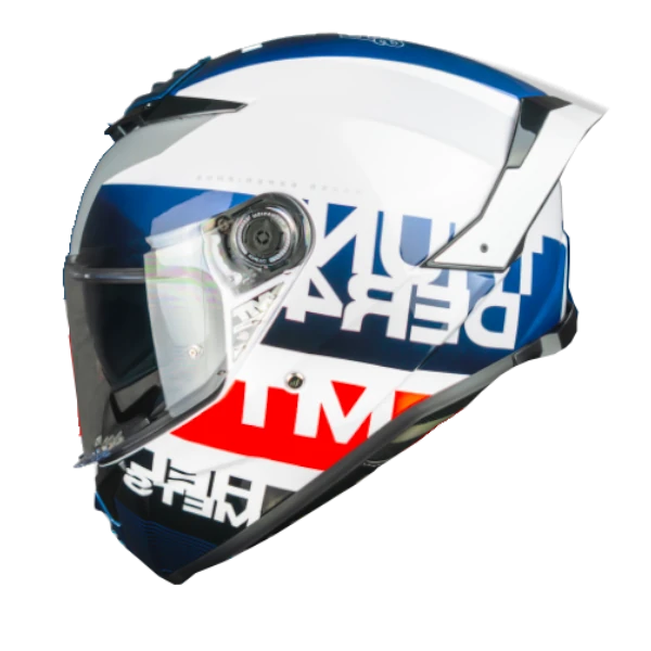 Casco MT Thunder 4SV Waves A17 blanco brillante con diseño Waves