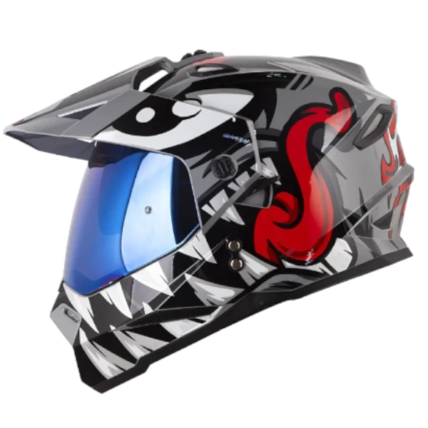 CASCO MULTIPROPOSITO HRO MX330 DV ROCKETMOSTER GRIS ROJO BV 1.0 Casco multipropósito HRO MX330 DV Rocketmonster gris rojo con doble visor